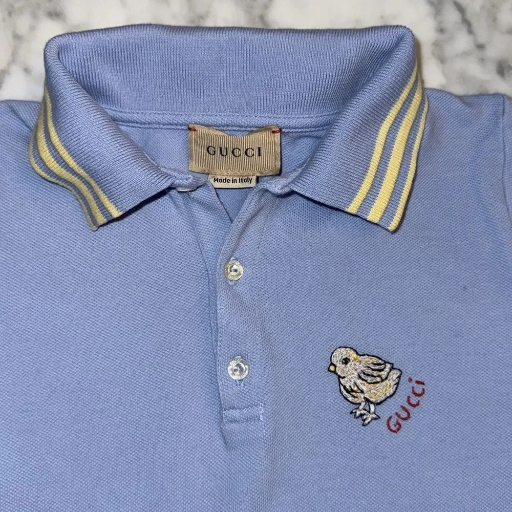 Gucci Kids Light Blue Polo with Yellow Accents 36M